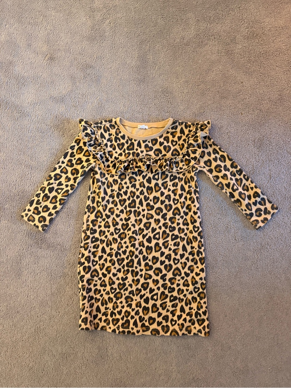 J. Crew Crewcuts Girls Leopard Print Ruffle Dress - Mustard & Black